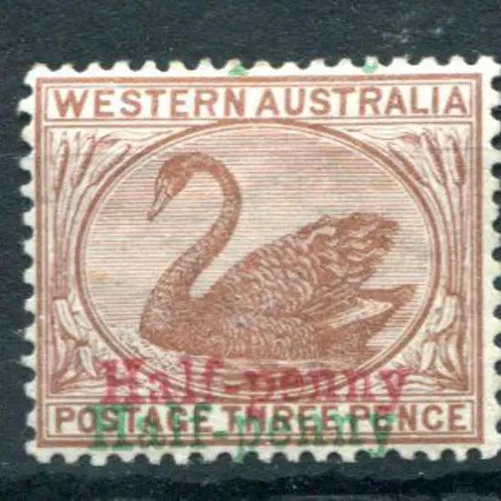 1895 ½d on 3d red-brown with surcharge in red & ...