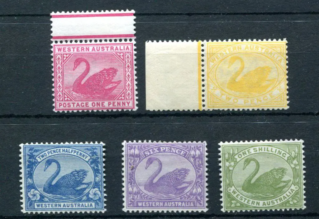 1898/1907 1d-1/- W Cr A wmk set of 5. 6d & 1/- ... Image 1++