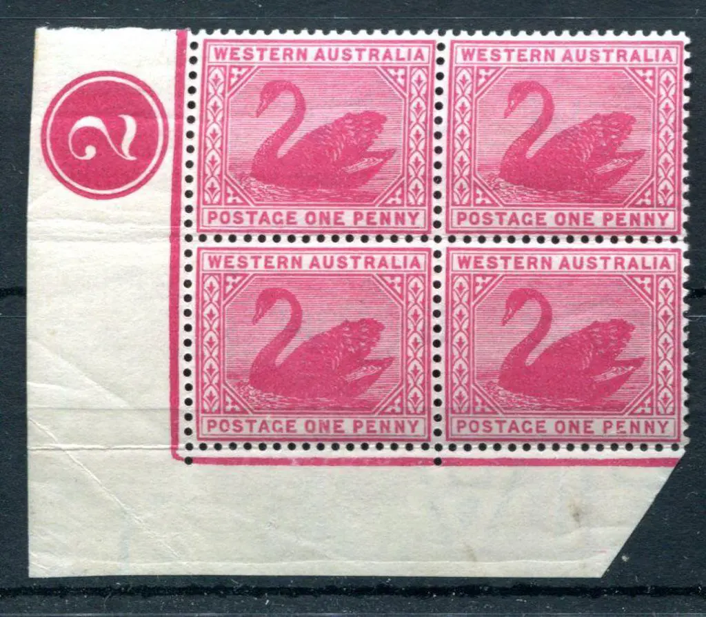 1898 1d carmine in lower left Plate 2 corner block ... Image 1++