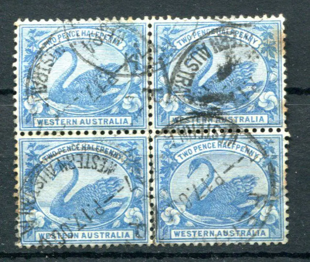 1901 2½d blue block of 4. Used with 1904 Perth ... Image 1++