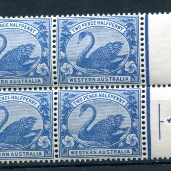1898/1907 2½d blue block of 4 with right selvedge, ...