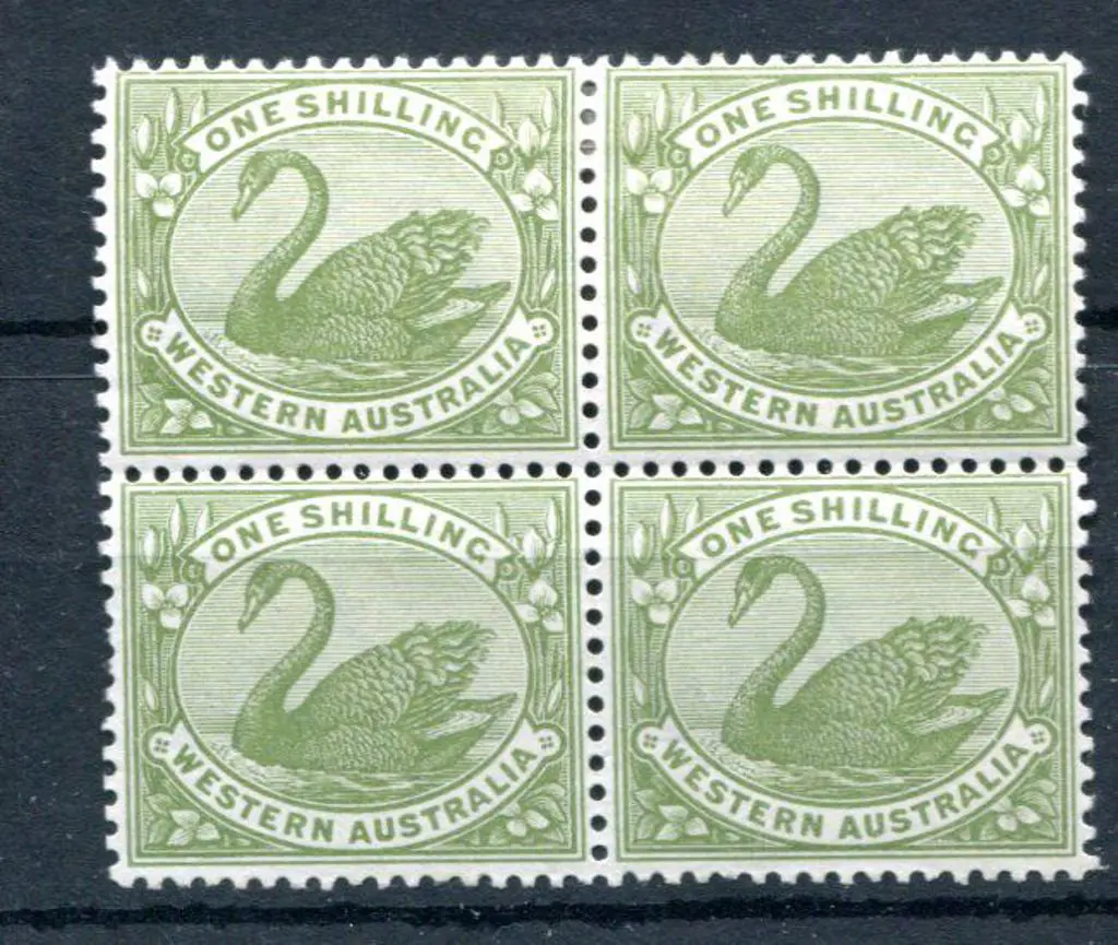 1907 1/- olive-green block of 4. MUH/MLH, (lower ... Image 1++
