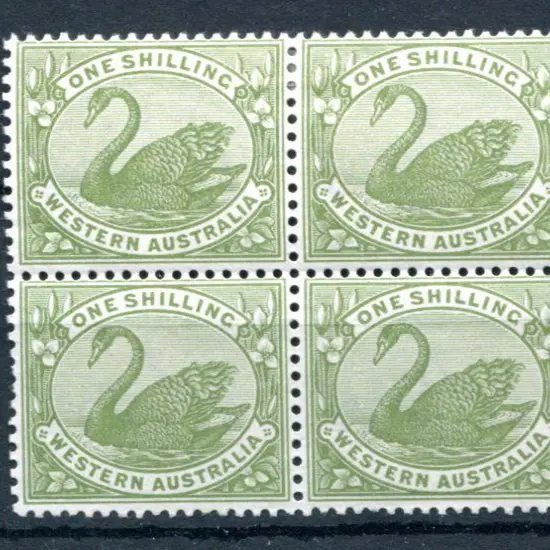 1907 1/- olive-green block of 4. MUH/MLH, (lower ...