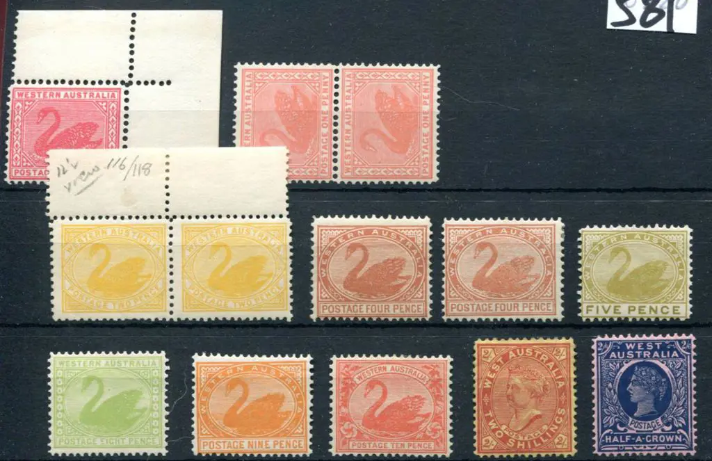 1902/11 1d-2/6 deep blue/rose with extra 1d pair. ... Image 1++