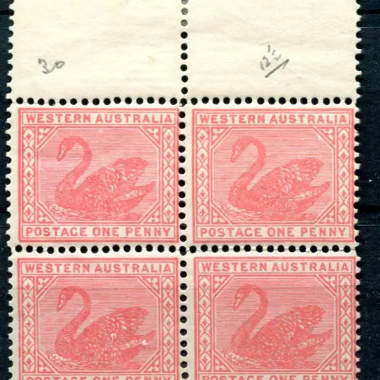 1903 1d carmine-rose block of 4. MUH/MLH with top ...