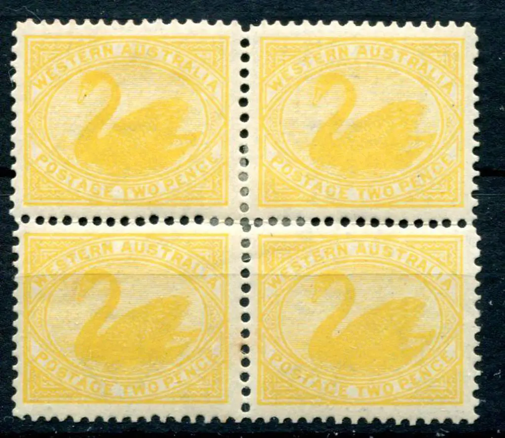 1903 2d yellow block of 4. Centrally hinged with ... Image 1++
