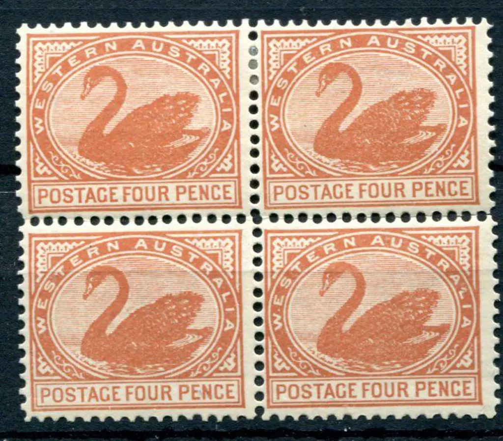 1903 4d chestnut MUH/MLH block of 4 with horiz ... Image 1++