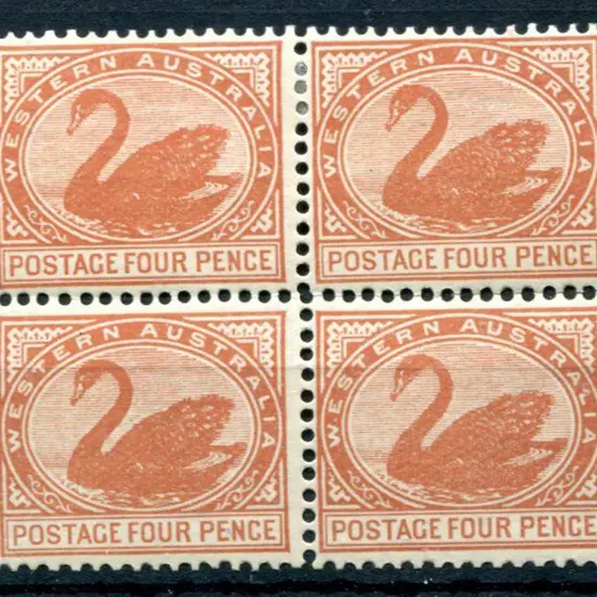 1903 4d chestnut MUH/MLH block of 4 with horiz ...