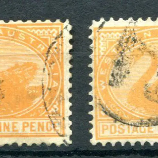 1903 9d yellow-orange with upright & upright ...