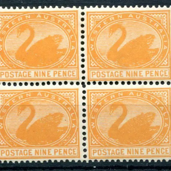 1903 9d yellow-orange with upright wmk. MUH block ...