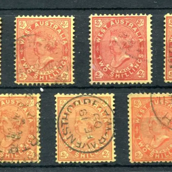 1902-11 2/- QV shades with 2 sideways wmk & 7 with ...