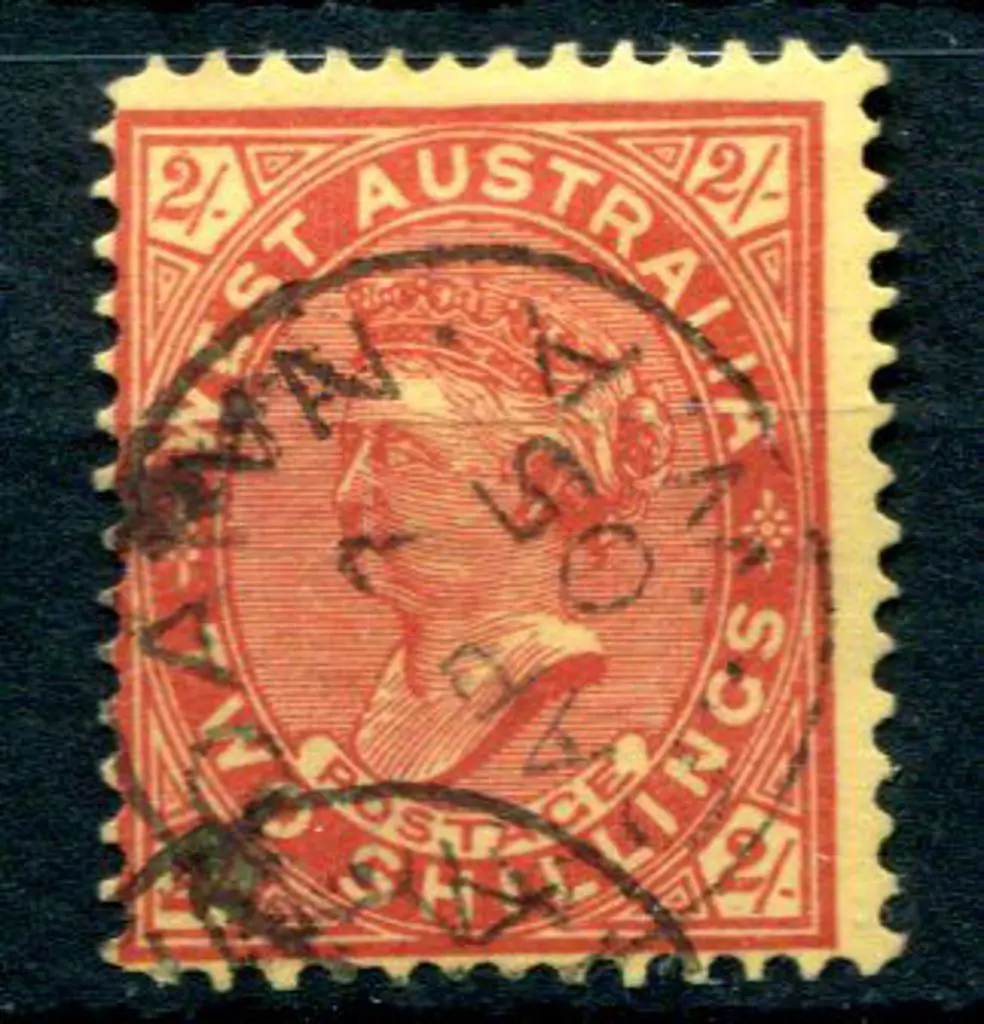 1902 2/- bright red/yellow, single line perf 12.4. ... Image 1++