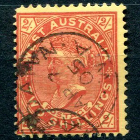 1902 2/- bright red/yellow, single line perf 12.4. ...