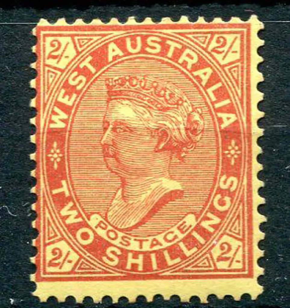 1902 2/- dark red/yellow with sideways wmk. MLH, ... Image 1++