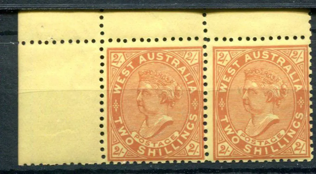 1902/11 2/- orange/yellow top left corner pair ... Image 1++