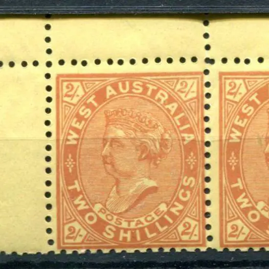 1902/11 2/- orange/yellow top left corner pair ...