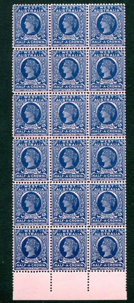 1902 2/6d deep blue/rose block of 18 with 6 rows ... Image 1++