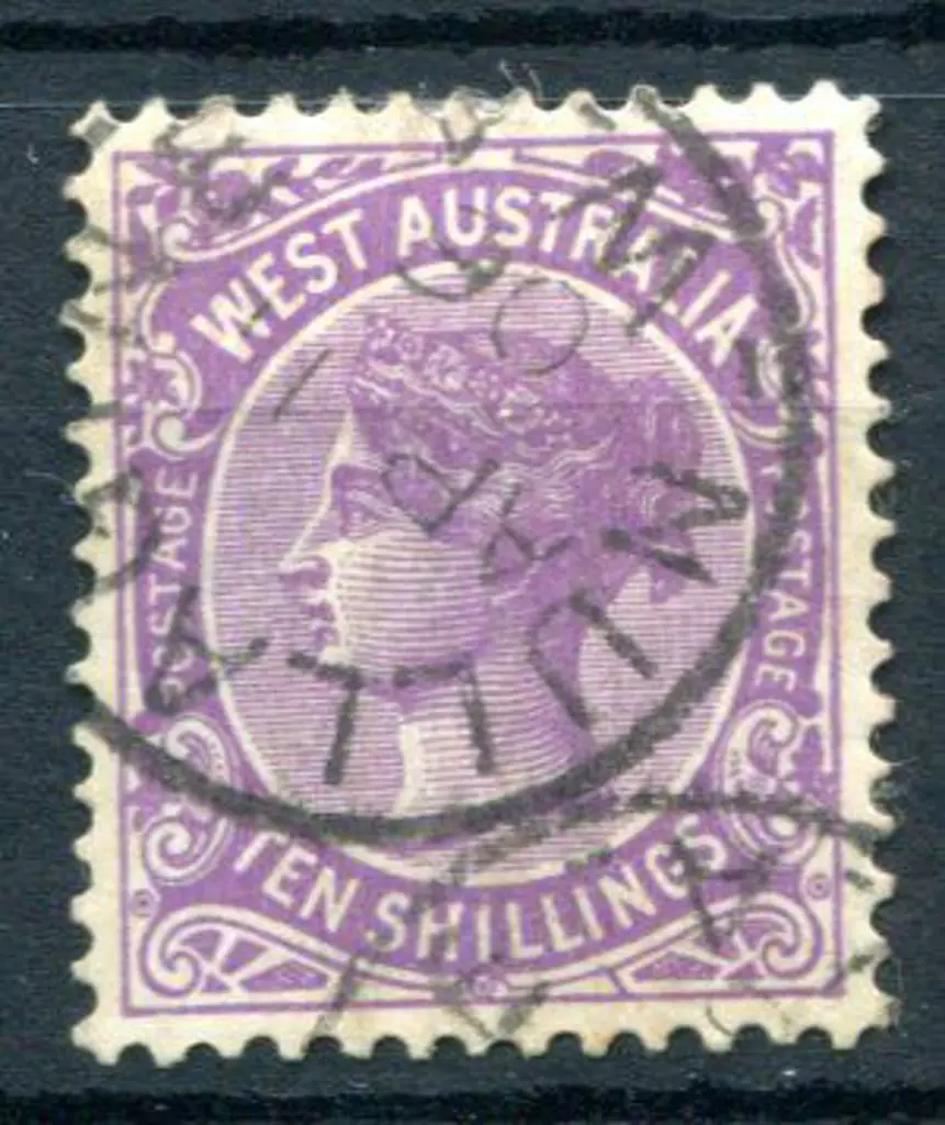 1902 10/- deep mauve, fine used with Nullagine ... Image 1++