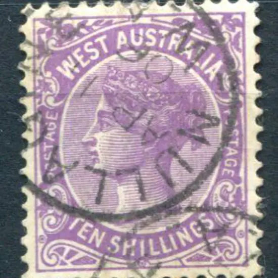 1902 10/- deep mauve, fine used with Nullagine ...