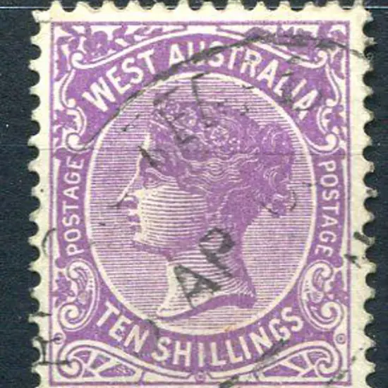 1902 10/- deep mauve. Fine used with light oval ...