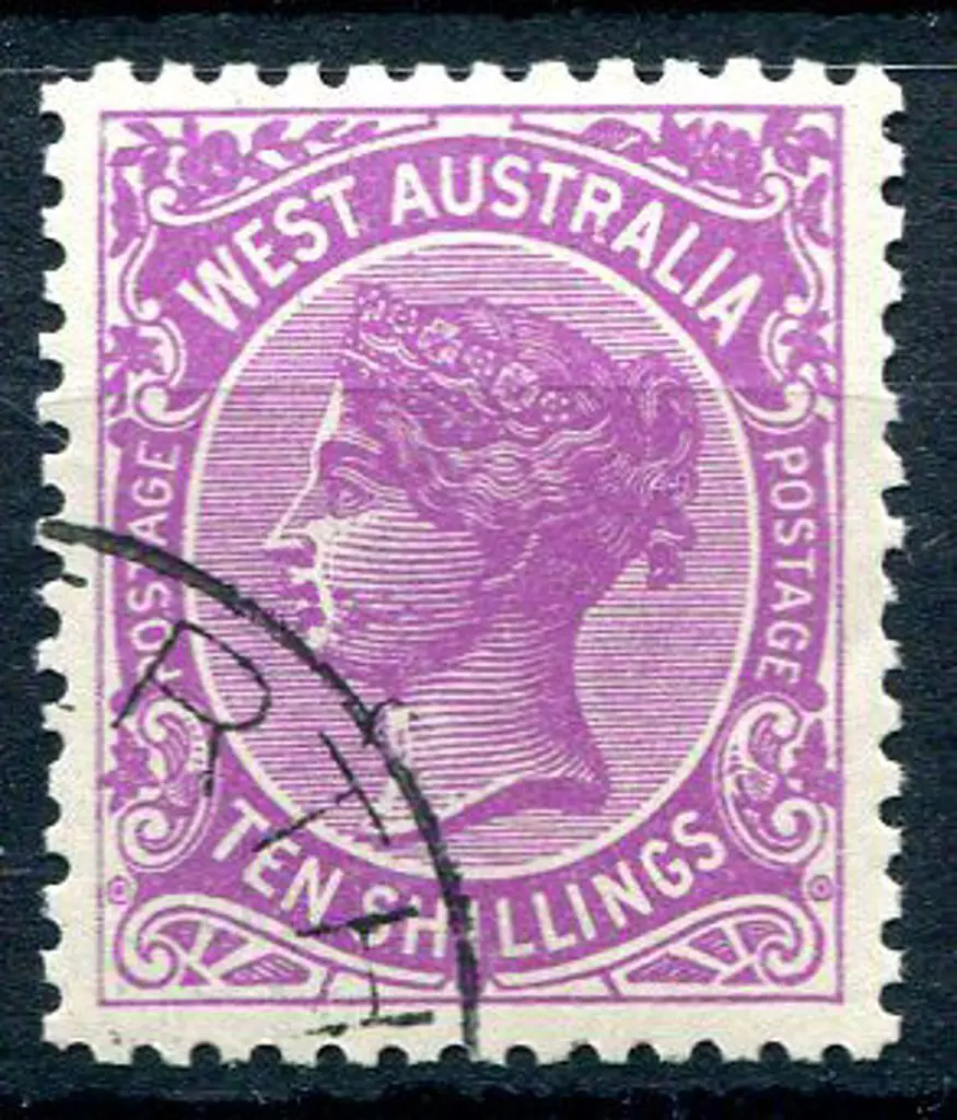 1910 10/- bright purple. CTO with part Perth cds ... Image 1++