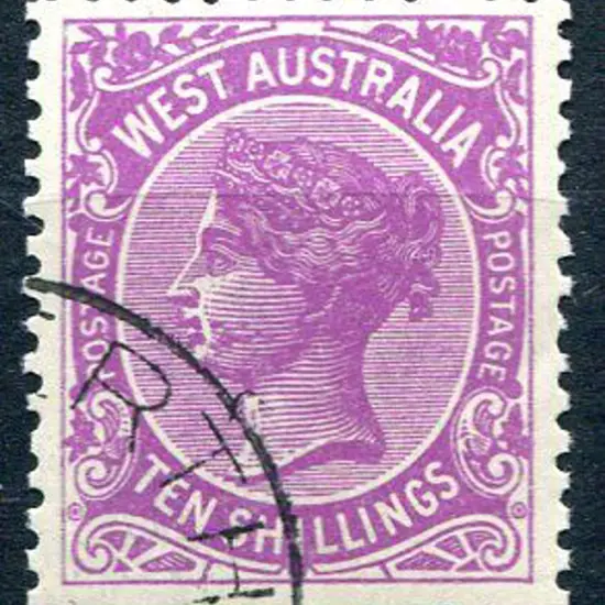 1910 10/- bright purple. CTO with part Perth cds ...