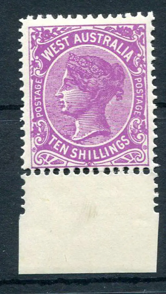 1910 10/- bright purple with bottom selvedge. ... Image 1++