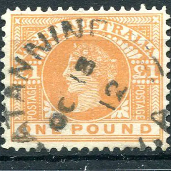 1909 £1 orange. Fine used with neat Katanning OC ...