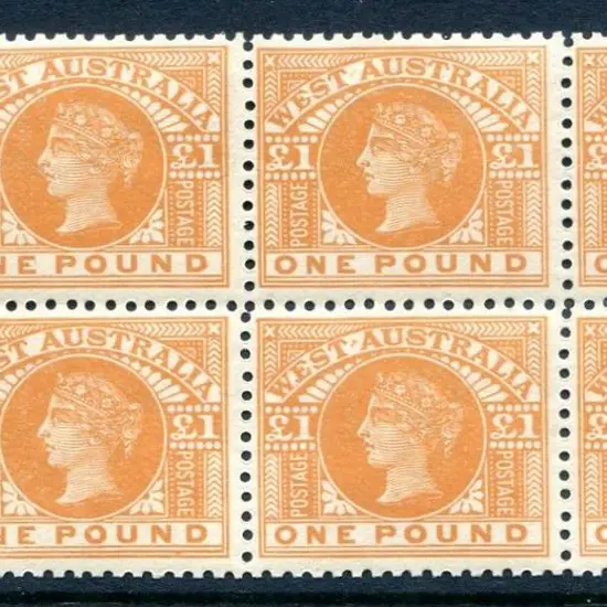 1909 £1 orange. Superb MUH left selvedge block of ...