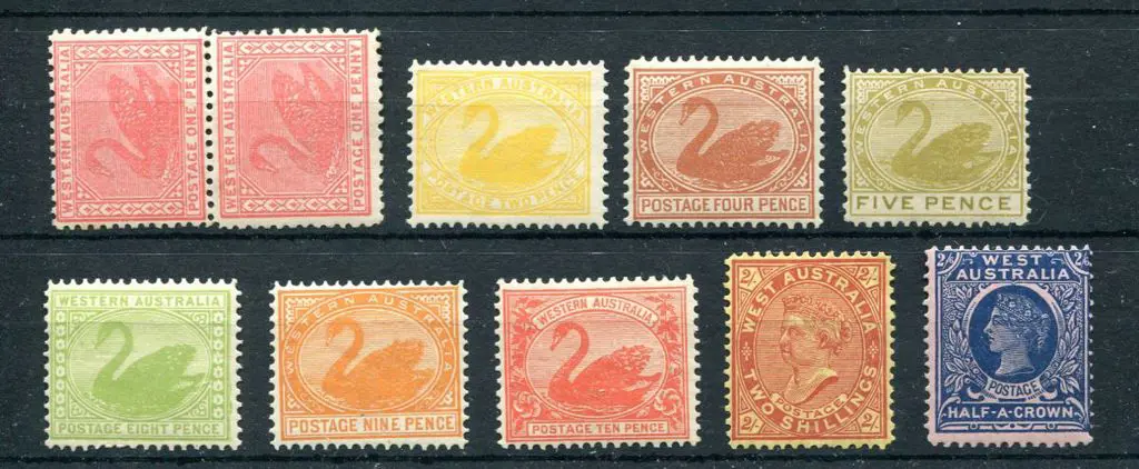 1902-1911 1d to 2/6d swans/QV, perf. 12 or 12x12½ ... Image 1++