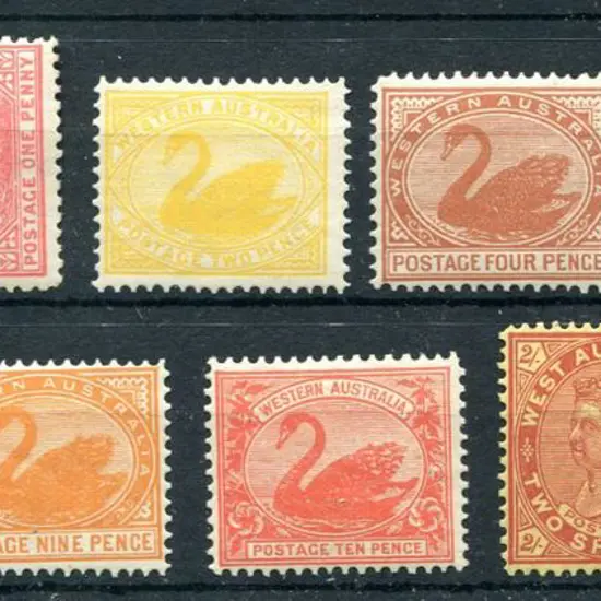 1902-1911 1d to 2/6d swans/QV, perf. 12 or 12x12½ ...