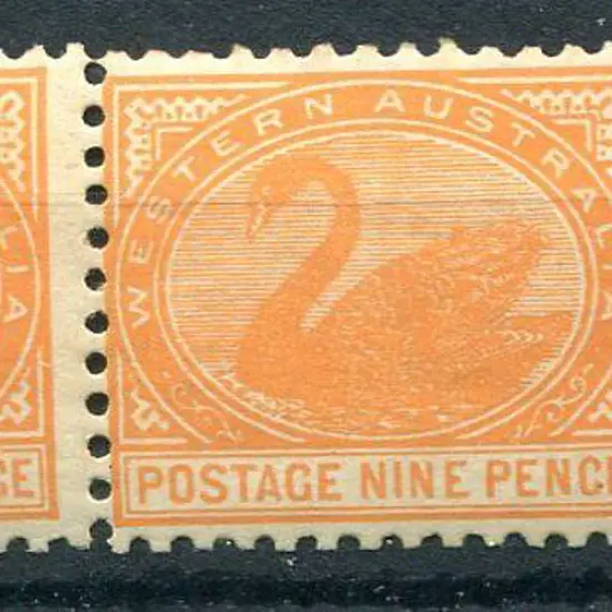 1902 9d yellow-orange marginal pair. MVLH, even ...