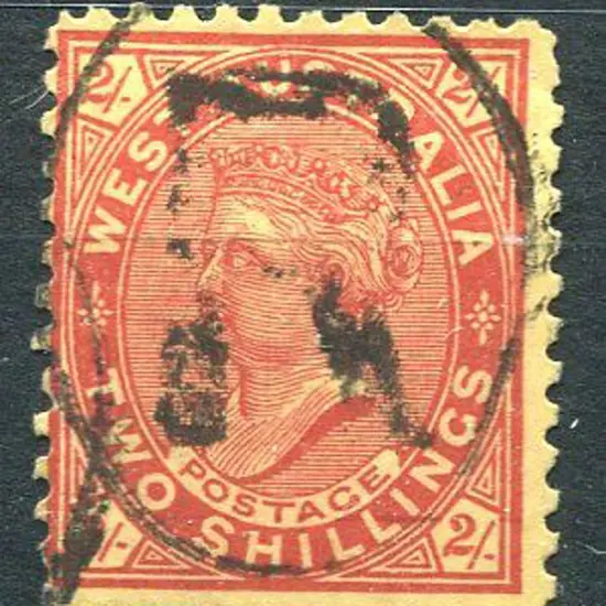 1902 2/- bright red/yellow. Used with central ...