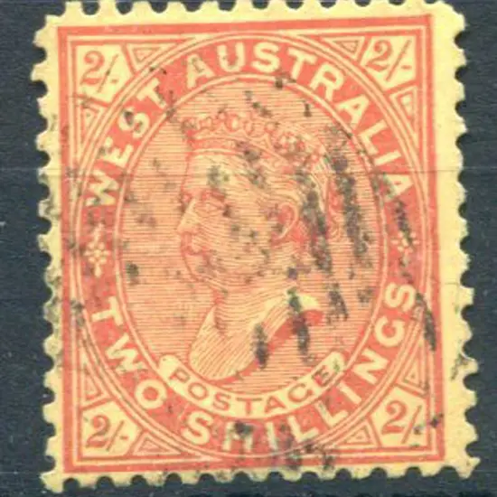 1902 2/- bright red/yellow. F/U. SG 134, Cat. £180