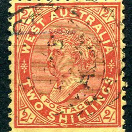 1902 2/- bright red/yellow. Used, centered top ...