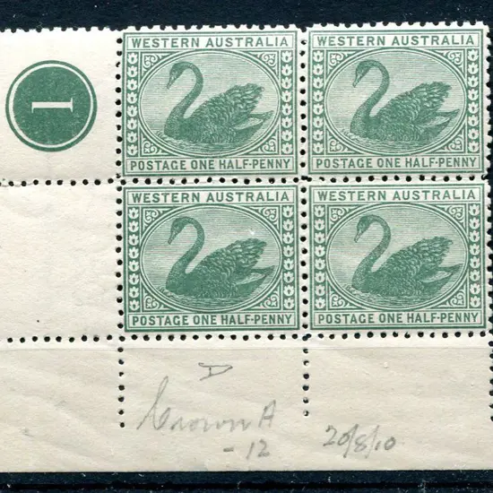1910 ½d green, Crown/A wmk in Plate 1 MUH/MLH ...
