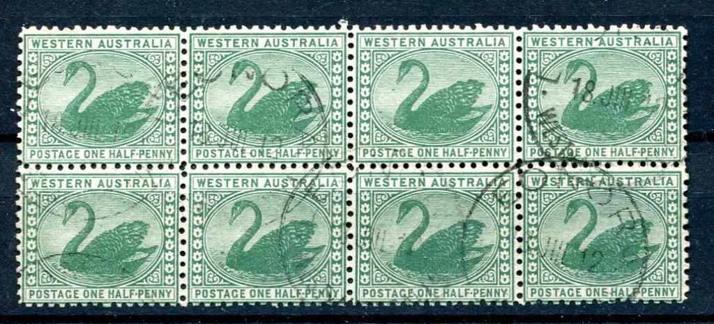 1910 ½d green, Crown/A wmk. Used block of 8 with ... Image 1++