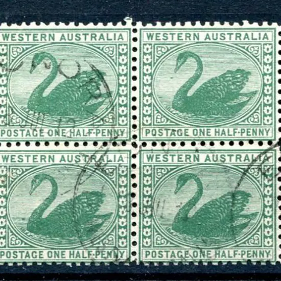 1910 ½d green, Crown/A wmk. Used block of 8 with ...