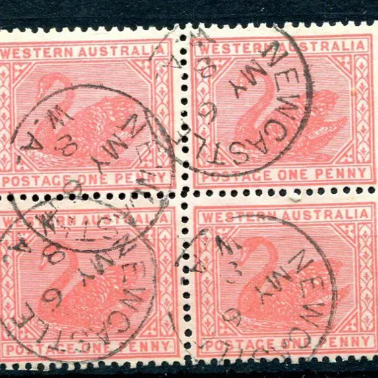 1905 1d rose-pink. Fine used block of 4 with crisp ...