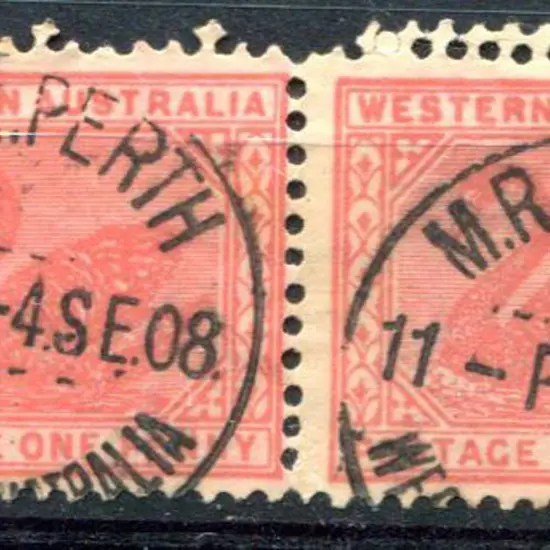 1905/12 1d rose-pink pair with crown/A wmk & part ...
