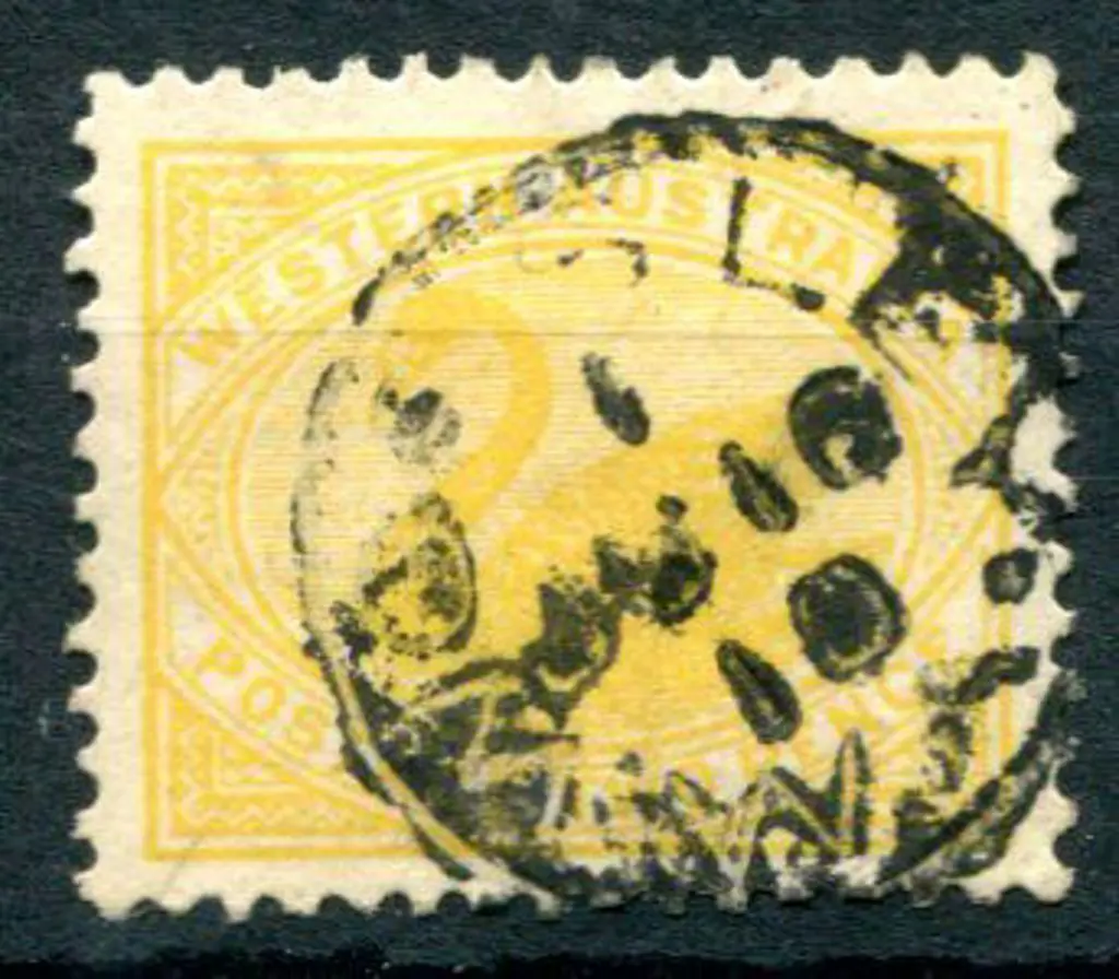 1910 2d yellow with Crown/double lined A upright ... Image 1++