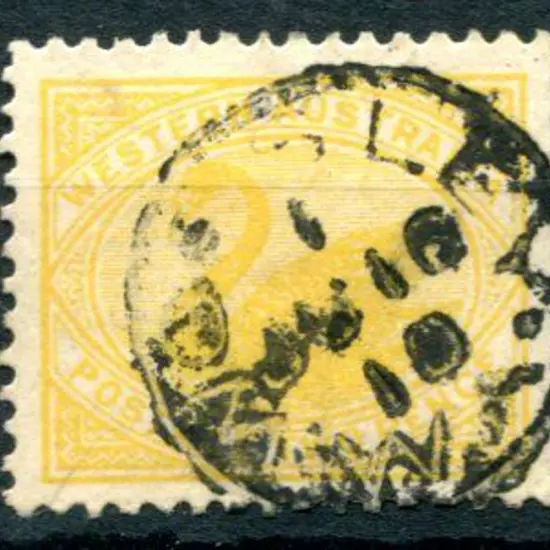 1910 2d yellow with Crown/double lined A upright ...