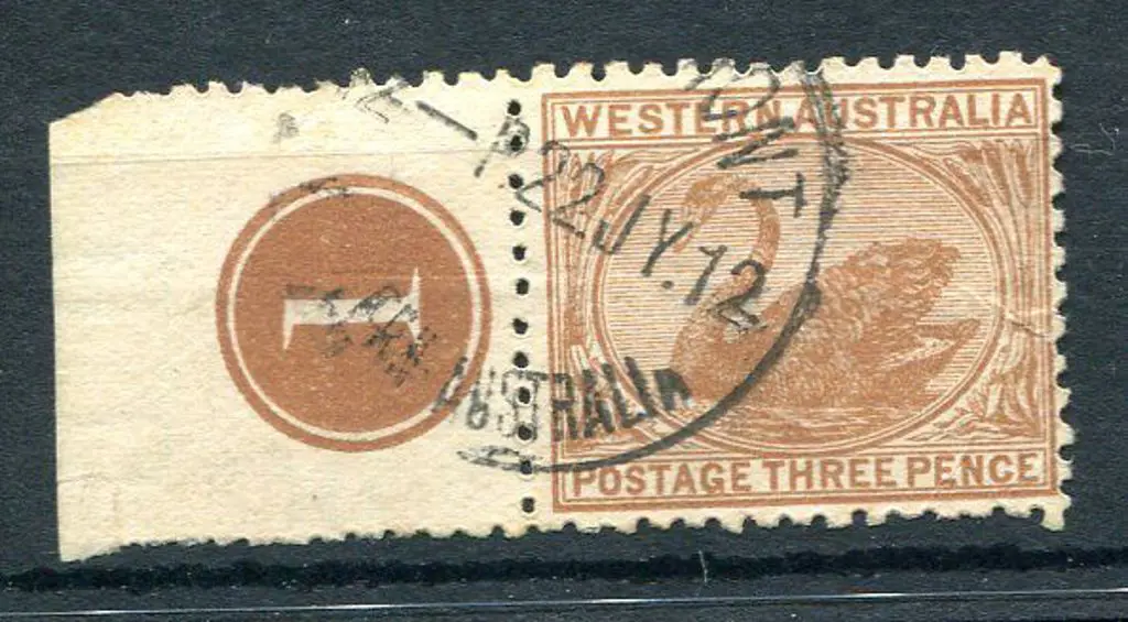 1906 3d brown with Plate 1 selvedge at left. Fine ... Image 1++