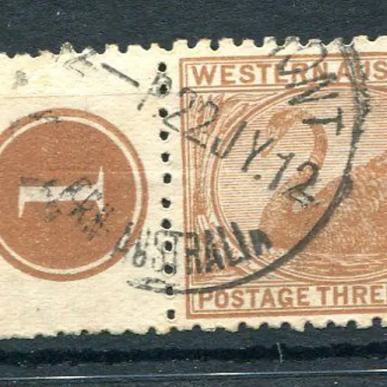 1906 3d brown with Plate 1 selvedge at left. Fine ...