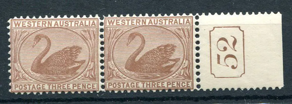 1906 3d brown in horiz pair with current number ... Image 1++