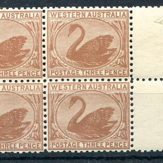 1906 3d brown. Right marginal block of 4. Fresh ...