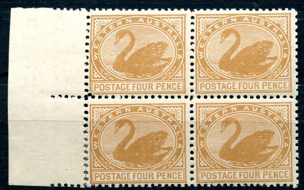 1906 4d bistre-brown left marginal block of 4. MUH ... Image 1++