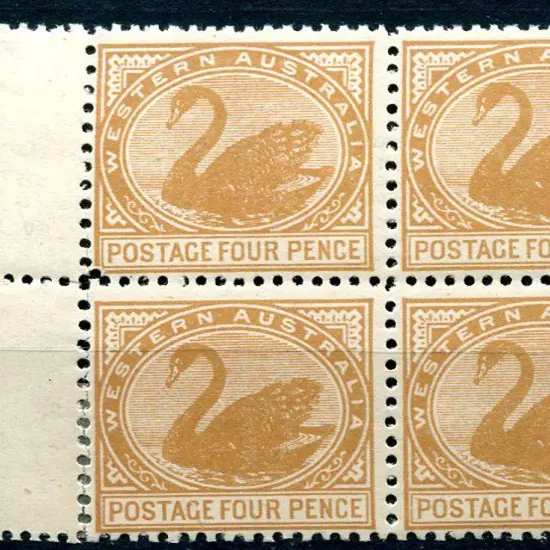 1906 4d bistre-brown left marginal block of 4. MUH ...