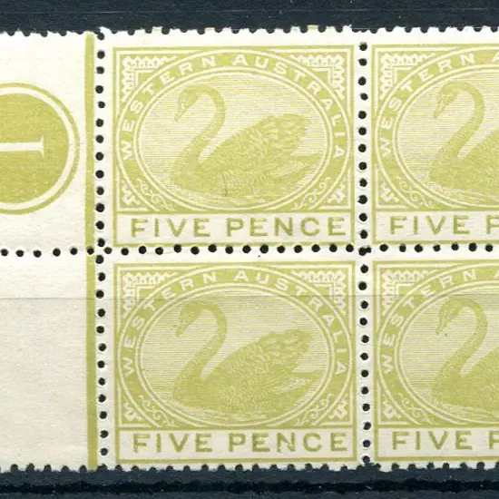 1912 5d pale greenish yellow in Plate 1 selvedge ...