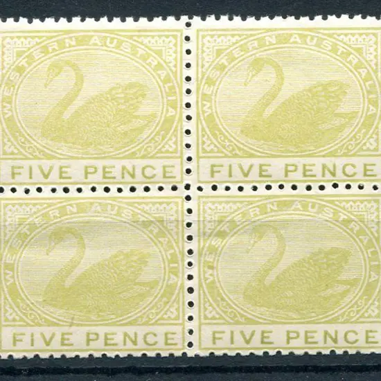1912 5d pale greenish yellow block of 4. Fine MUH. ...